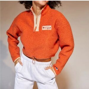 Orange Sherpa champion cropped sweater